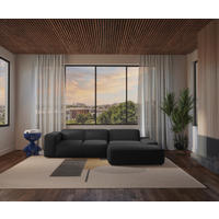 ECKSOFA HANNAH Schwarz Cord  - Schwarz, Design, Kunststoff/Textil (304/200cm) - MID.YOU