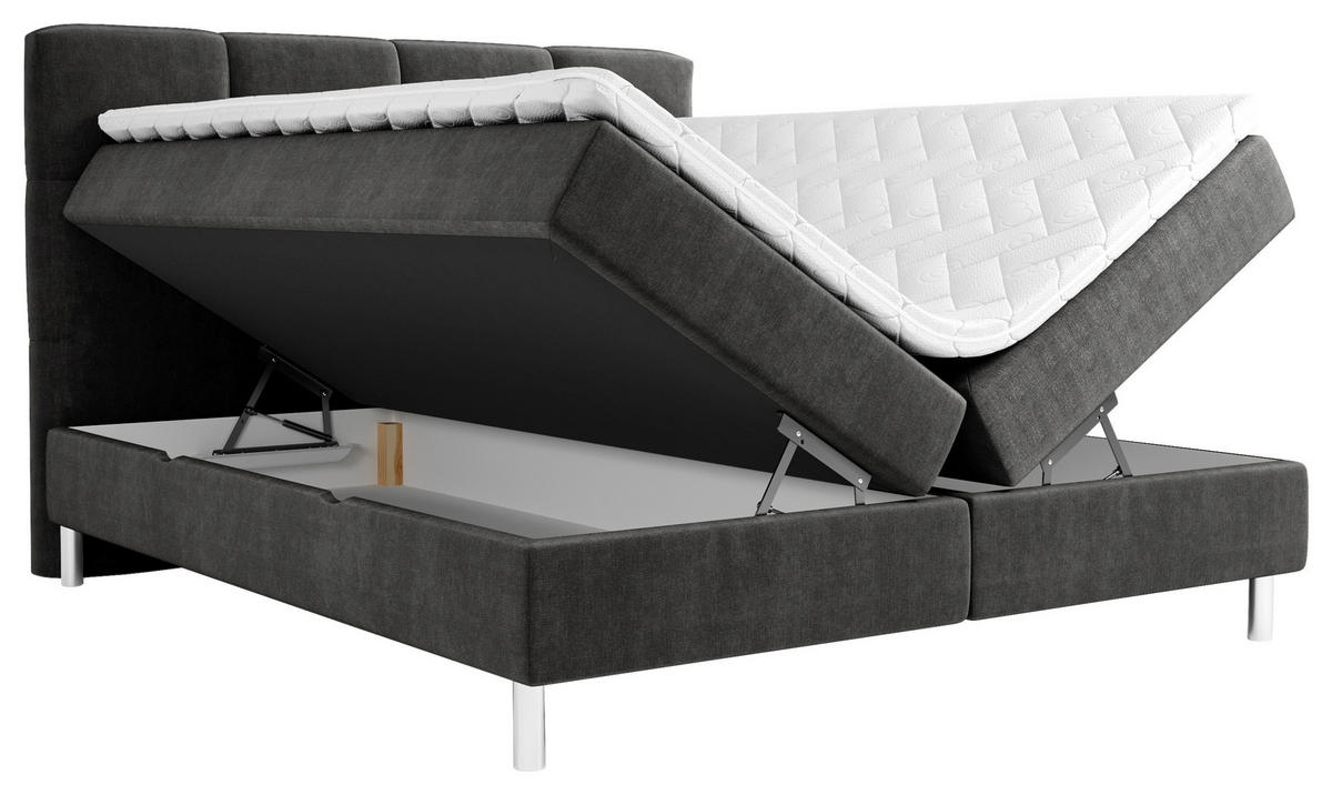 BOXBETT 180/200 cm  in Graphitfarben  - Chromfarben/Graphitfarben, Modern, Holz/Holzwerkstoff (180/200cm) - Esposa
