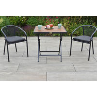 BALKONSET Graphitfarben, Grau 5-teilig  - Graphitfarben/Grau, KONVENTIONELL, Holz/Textil - Gardenson