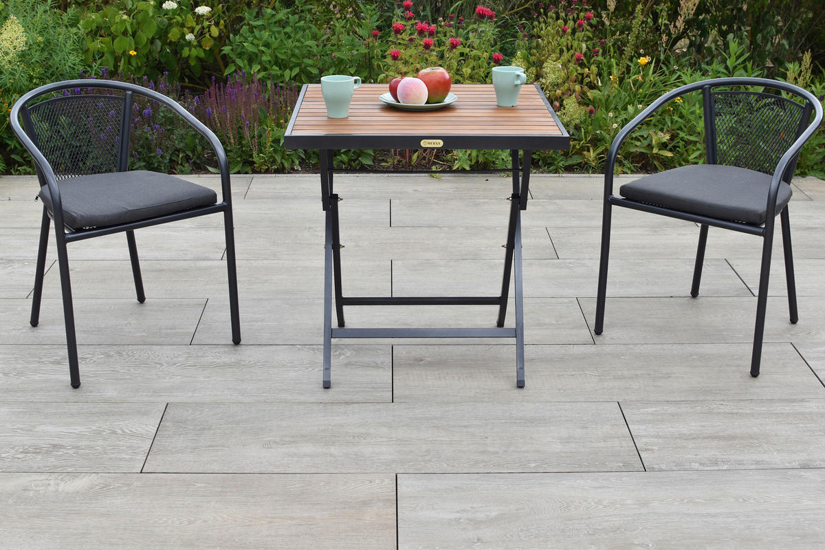 BALKONSET Graphitfarben, Grau 5-teilig  - Graphitfarben/Grau, KONVENTIONELL, Holz/Textil - Gardenson