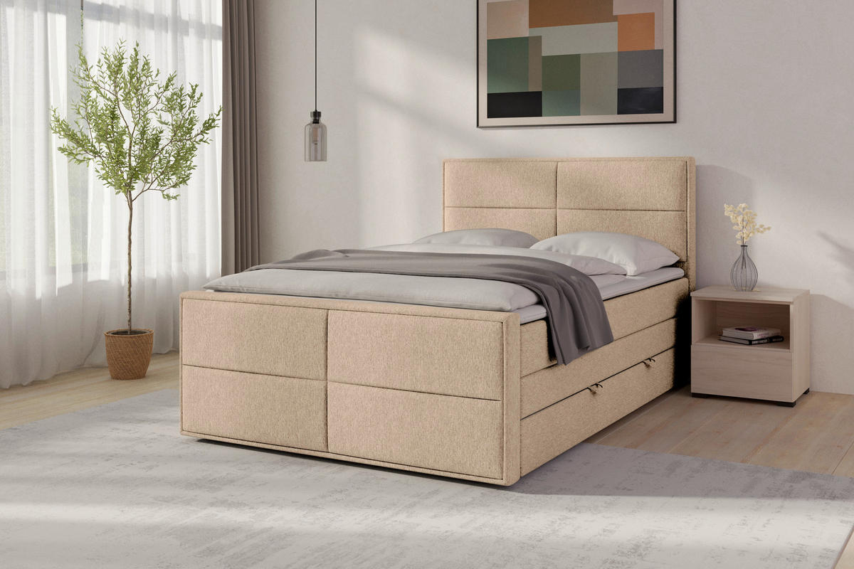BOXSPRINGBETT 120/200 cm  in Naturfarben  - Naturfarben, Modern, Holz/Kunststoff (120/200cm) - MID.YOU