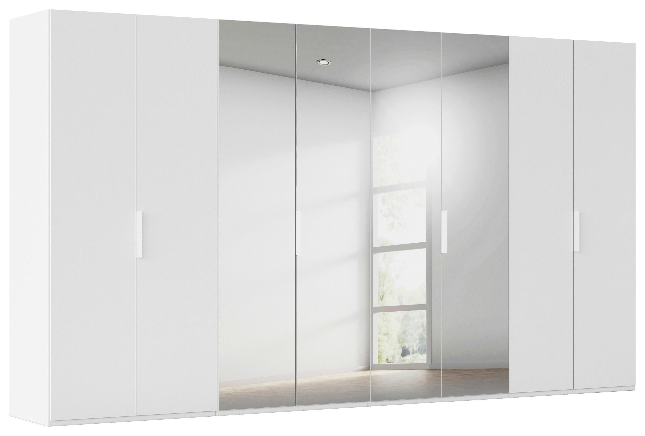 DREHTÜRENSCHRANK 400/235/61 cm,  in Weiß, 8-türig  - Weiß, Basics, Glas/Holzwerkstoff (400/235/61cm) - Novel