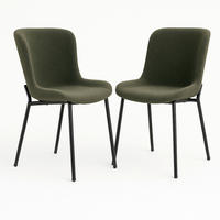 STUHL-SET 2 Stück  in Bouclé  - Dunkelgrün/Schwarz, MODERN, Textil/Metall (48/83/59cm) - MID.YOU