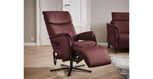 RELAXSESSEL in Leder Bordeaux  - Bordeaux/Schwarz, Design, Leder/Metall (70/117/85cm) - Dieter Knoll