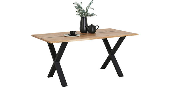 ESSTISCH in Holz, Metall 160/90/75 cm - Wildeiche/Schwarz, LIFESTYLE, Holz/Metall (160/90/75cm) - Landscape