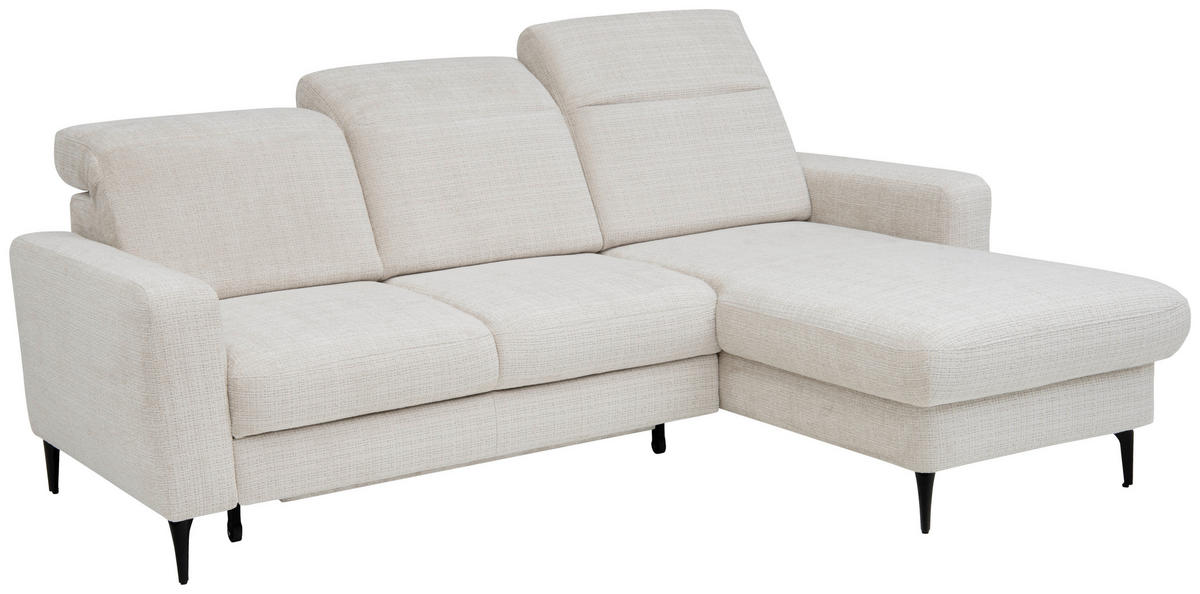 ECKSOFA FABIO in Chenille Creme  174/223 cm  - Creme/Schwarz, Design, Textil/Metall (174/223cm) - Livetastic