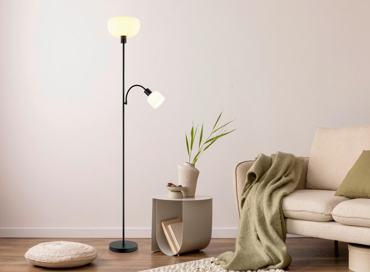 STEHLEUCHTE 26/178,7 cm    - Schwarz/Weiß, Design, Kunststoff/Metall (26/178,7cm) - Globo