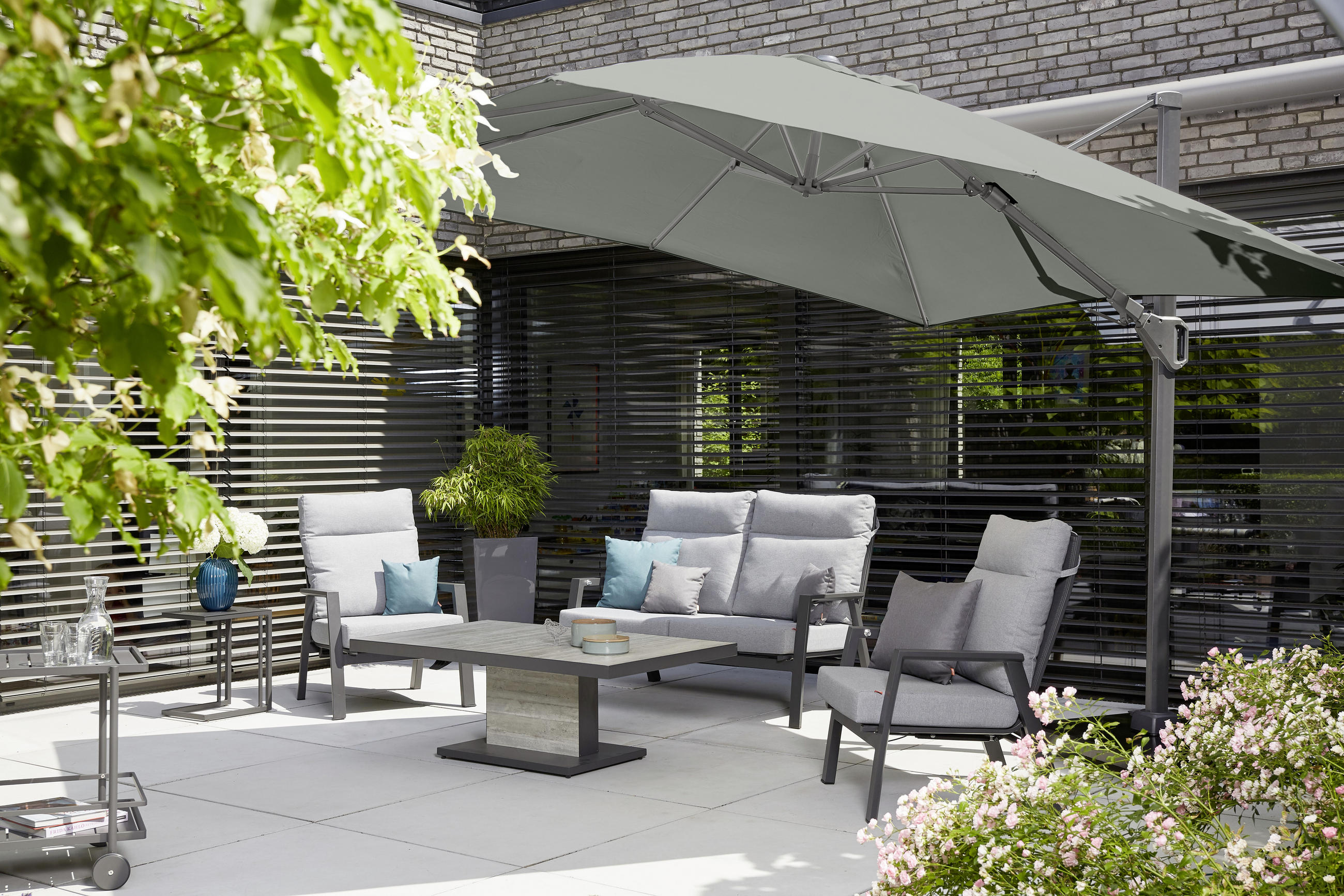 AMPELSCHIRM 300 cm - Anthrazit/Olivgrün, KONVENTIONELL, Textil/Metall (300cm) - Siena Garden