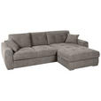 ECKSOFA in Mikrofaser Braun  - Chromfarben/Braun, MODERN, Kunststoff/Textil (276/193cm) - Hom`in