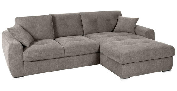 ECKSOFA in Mikrofaser Braun  - Chromfarben/Braun, MODERN, Kunststoff/Textil (276/193cm) - Hom`in