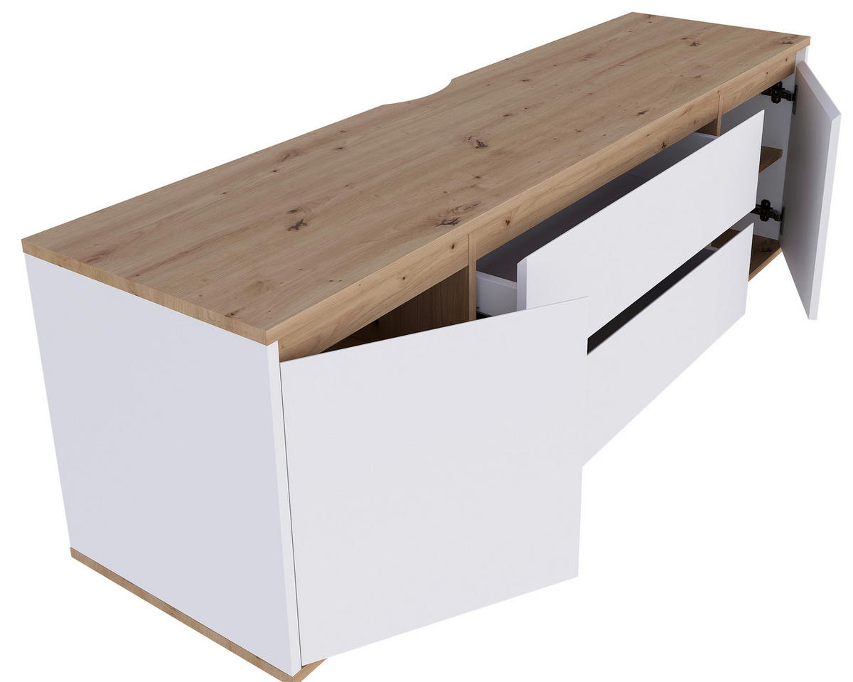 LOWBOARD  160/50/42 cm 2 Schublade(n) stehend  - Schwarz/Weiß, MODERN, Holzwerkstoff/Kunststoff (160/50/42cm) - Carryhome