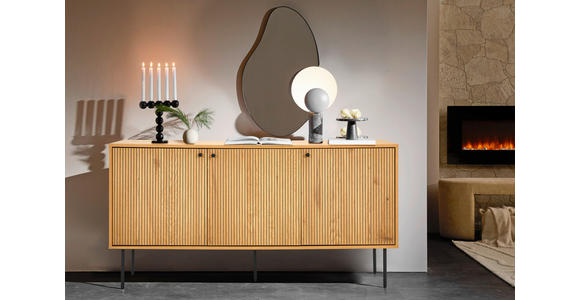 SIDEBOARD Line  in 150/75/40 cm  - Eichefarben/Schwarz, Design, Holzwerkstoff/Metall (150/75/40cm) - Carryhome