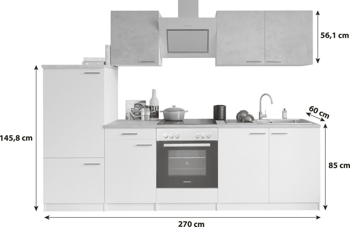 KUCHYŇSKÝ BLOK - bílá/šedá, Basics, kov/kompozitní dřevo (270cm) - Respekta