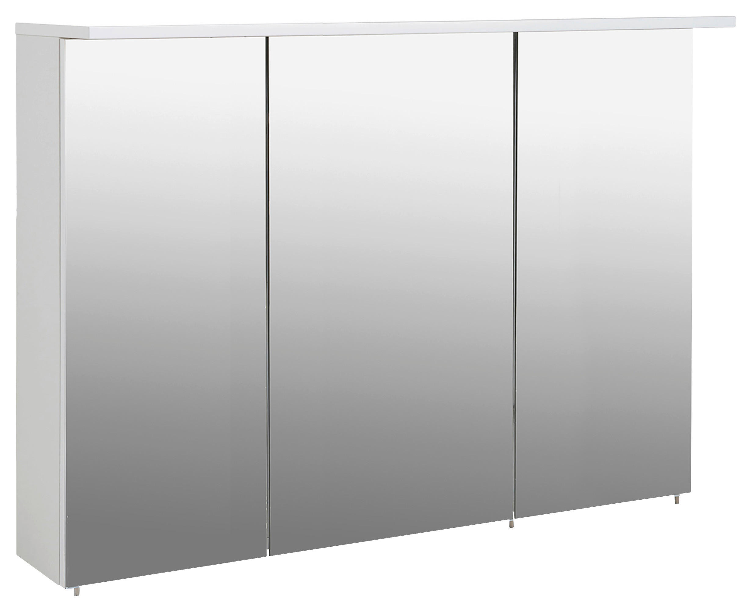 SPIEGELSCHRANK 120,5/72,5/16 cm  - Weiß Hochglanz/Silberfarben, MODERN, Glas/Holzwerkstoff (120,5/72,5/16cm) - MID.YOU