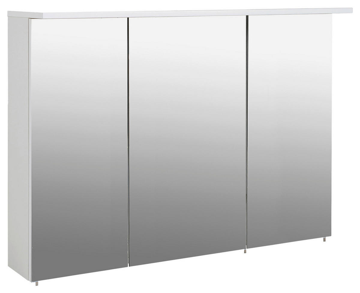 SPIEGELSCHRANK 120,5/72,5/16 cm  - Weiß Hochglanz/Silberfarben, MODERN, Glas/Holzwerkstoff (120,5/72,5/16cm) - MID.YOU