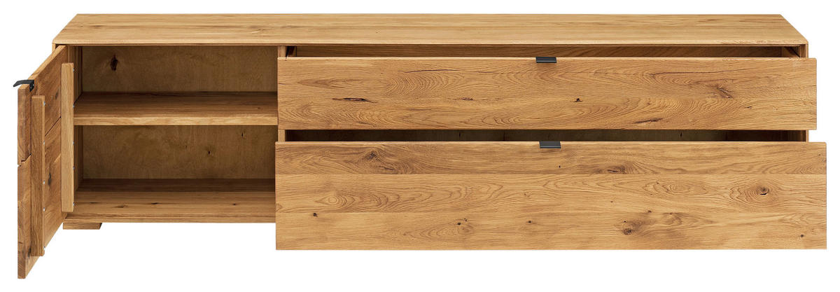 LOWBOARD  200/50/42 cm 2 Schublade(n)  - Wildeiche/Graphitfarben, Natur, Holz/Metall (200/50/42cm) - Linea Natura
