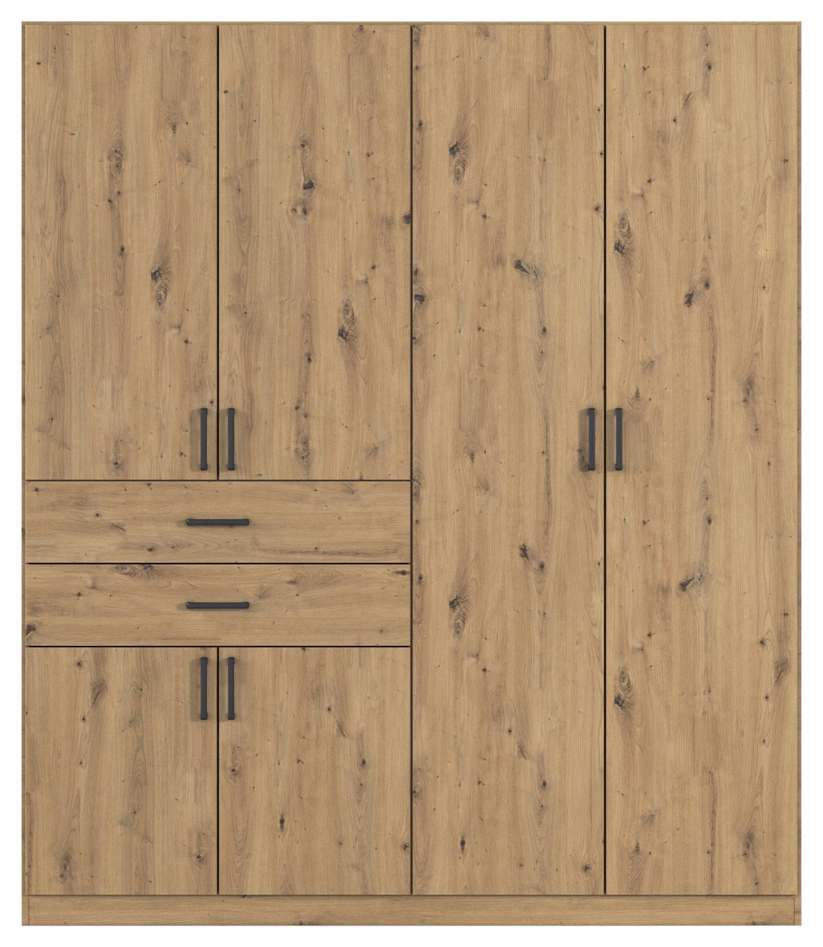 GARDEROB MED GÅNGJÄRN 180/210/54 cm 6-dörrar - ek Artisan/grå, Modern, trämaterial/plast (180/210/54cm) - Rauch Möbel