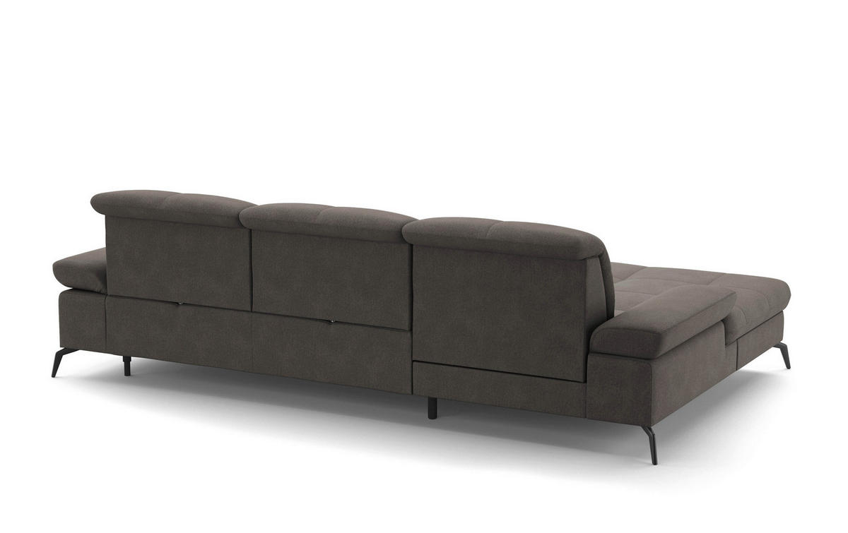 ECKSOFA in Flachgewebe Graphitfarben  - Schwarz/Graphitfarben, Konventionell, Textil/Metall (185/279cm) - Sit & More