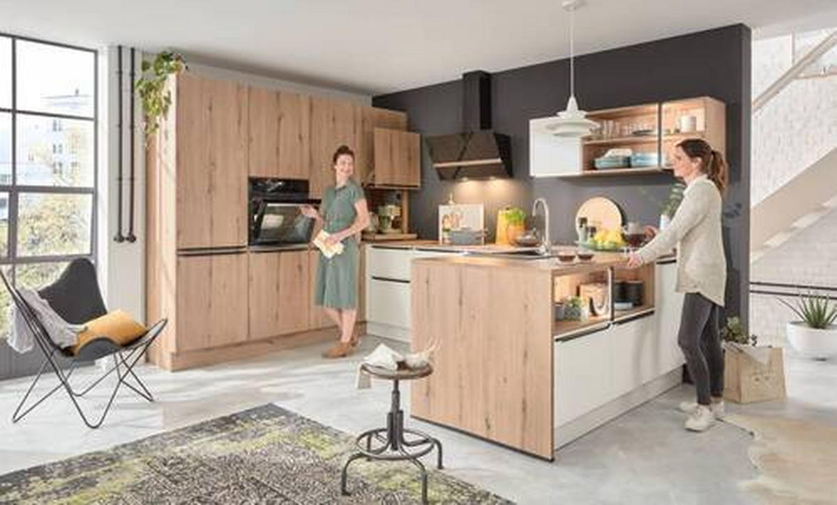 INBYGGNADSKÖK   - vit/ekfärgad, Design, trämaterial - Dieter Knoll