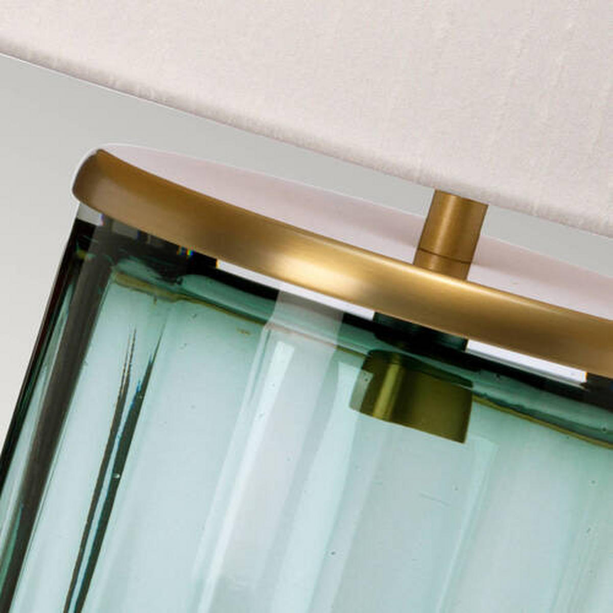 TISCHLEUCHTE - Messingfarben/Grün, Design, Glas/Textil (35.5/60.4cm) - Elstead Lighting