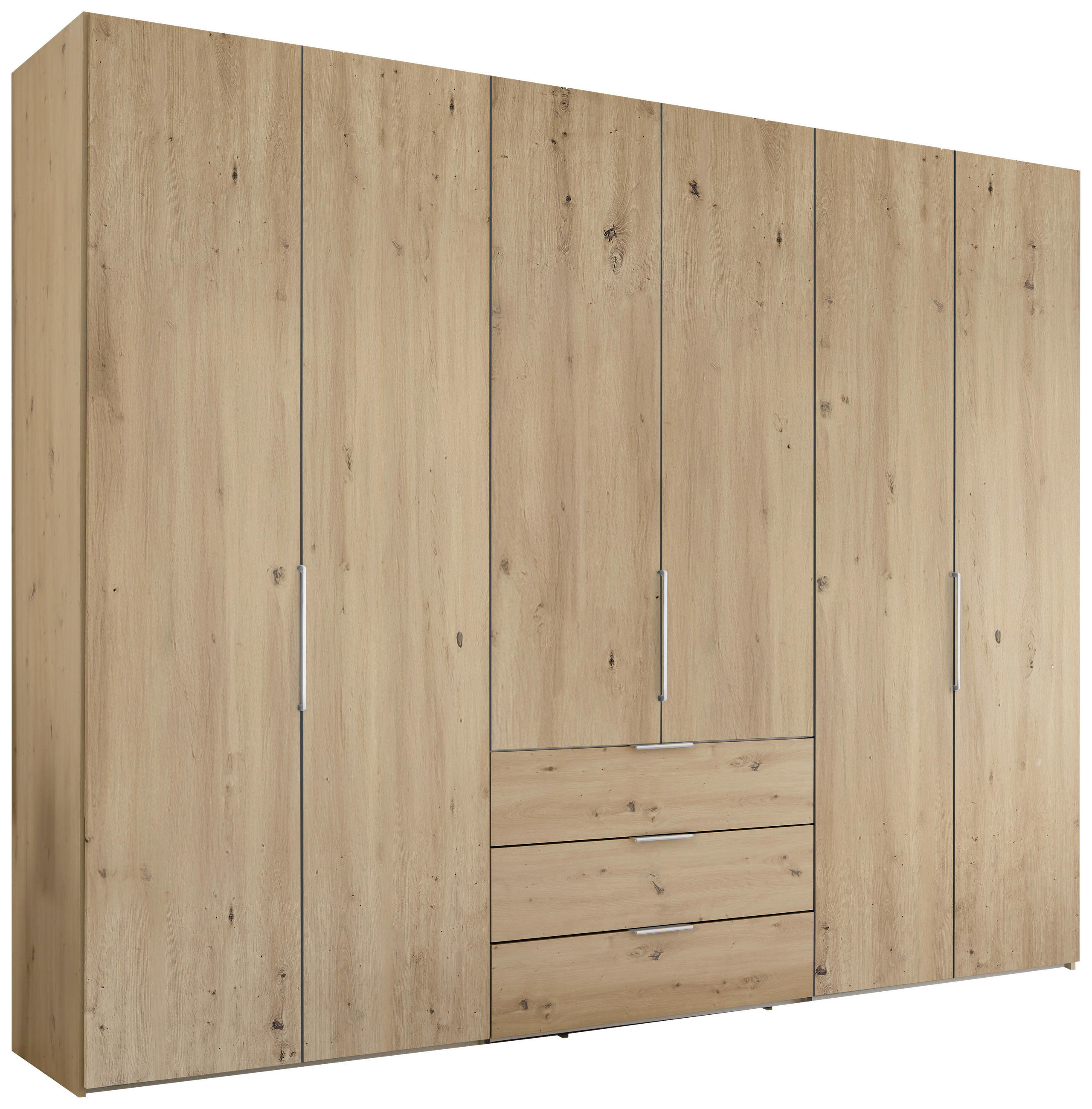 DREHTÜRENSCHRANK inkl. Zubehör 298/222/63 cm,  in Eiche Artisan, 6-türig  - Alufarben/Eiche Artisan, Design, Holzwerkstoff/Metall (298/222/63cm) - Dieter Knoll