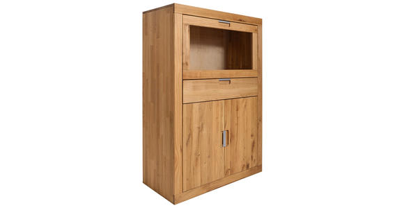 KOMMODE 95/126/42 cm Wildeiche massiv  - Wildeiche/Alufarben, Natur, Glas/Holz (95/126/42cm) - Carryhome