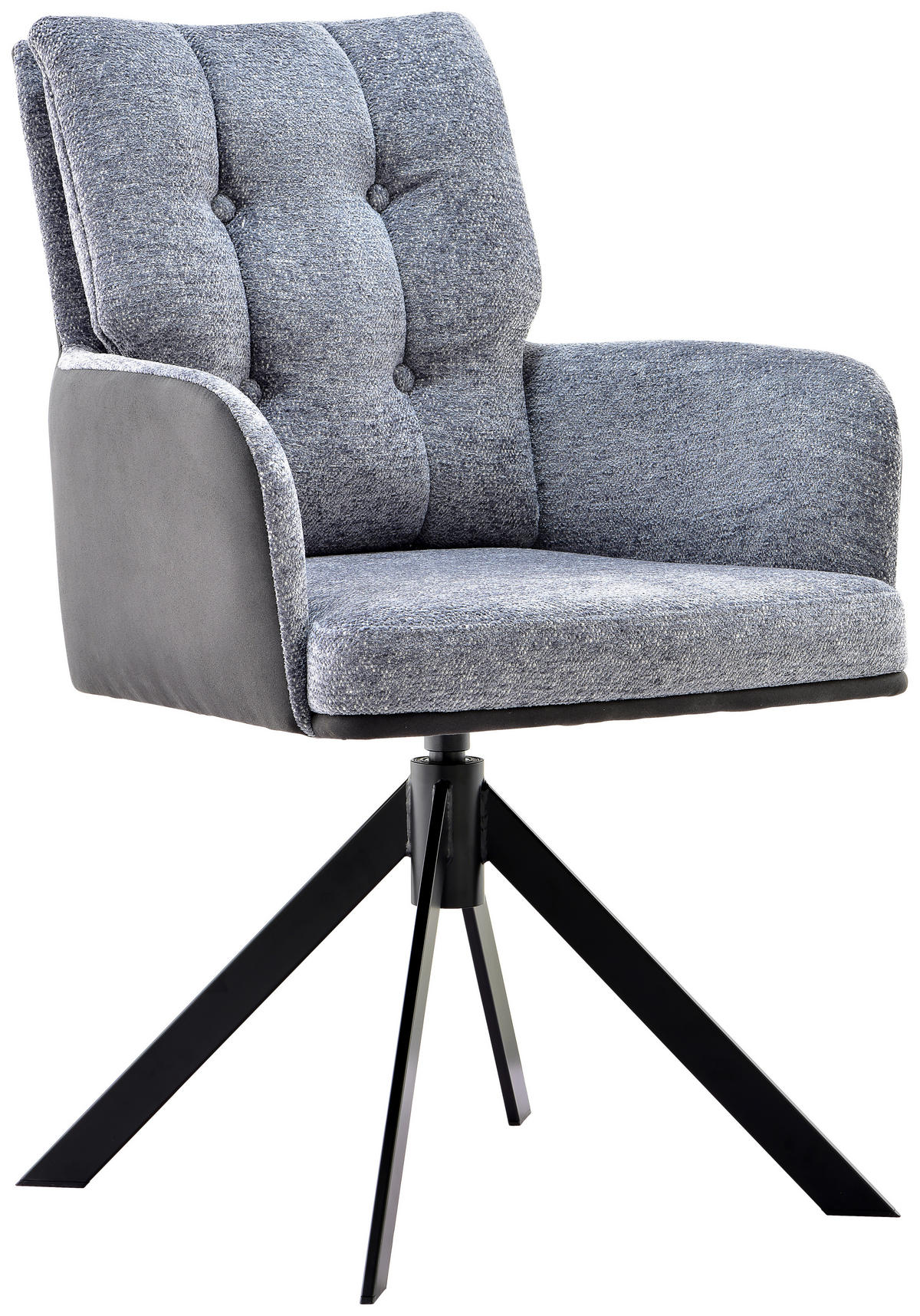 STOLIČKA S PODRÚČKAMI, železo, ženilka, mikrovlákno, antracitová, sivá, čierna - čierna/sivá, Design, kov/textil (61/89.5/66cm) - Novel