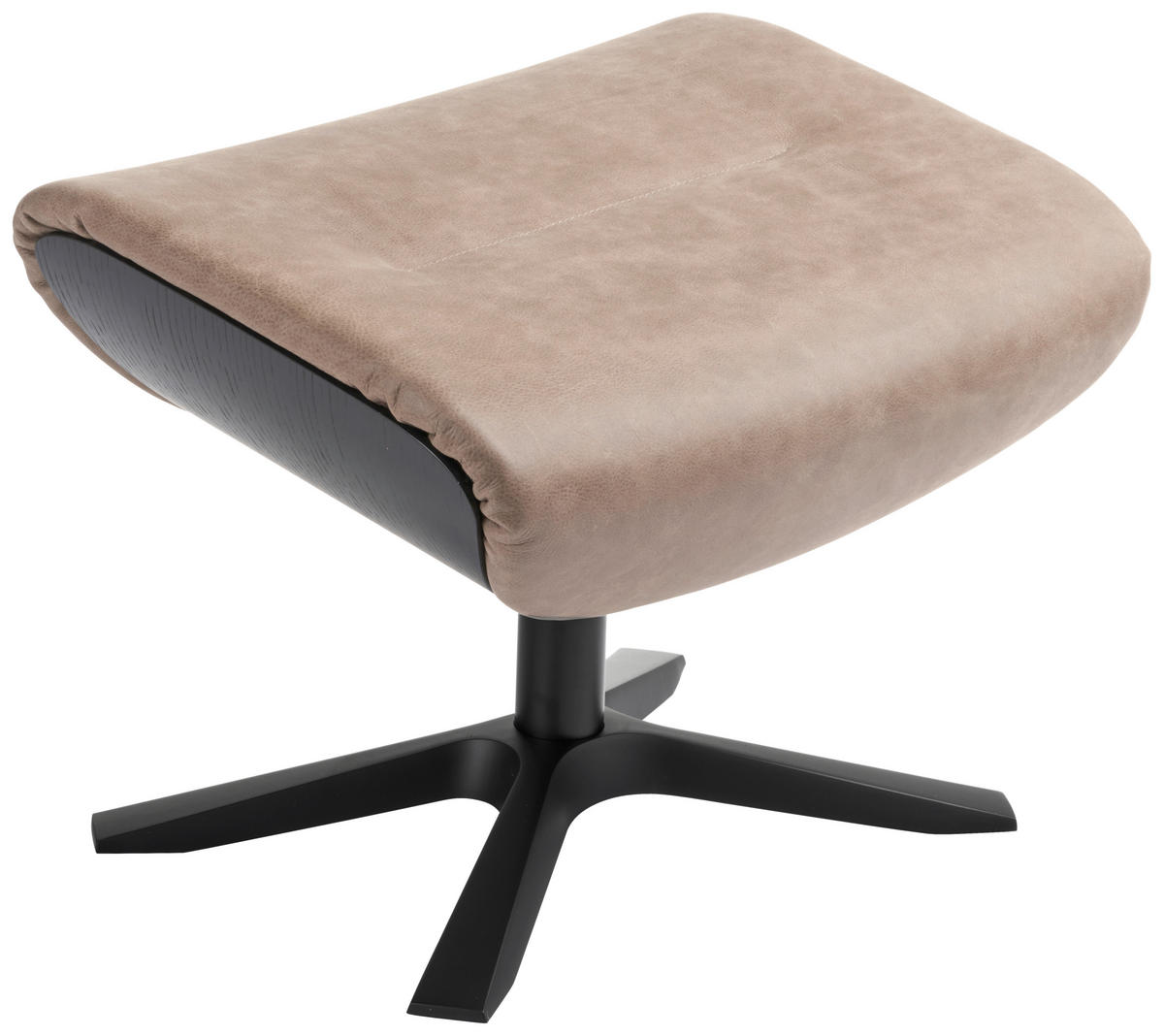 RELAXSESSEL in Leder, Holz Schwarz, Sandfarben  - Sandfarben/Schwarz, Design, Leder/Holz (79/111/83cm)
