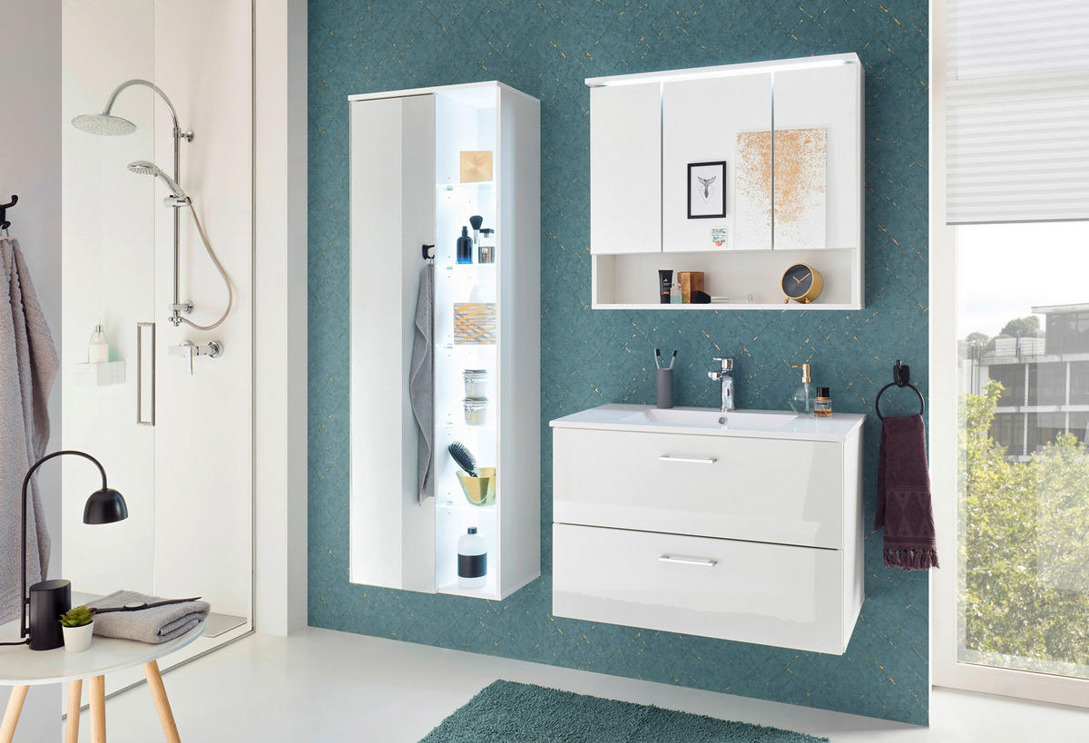 Bază Cu Lavoar  - argintiu/alb, Modern, plastic/material pe bază de lemn (80/53/46cm) - Xora