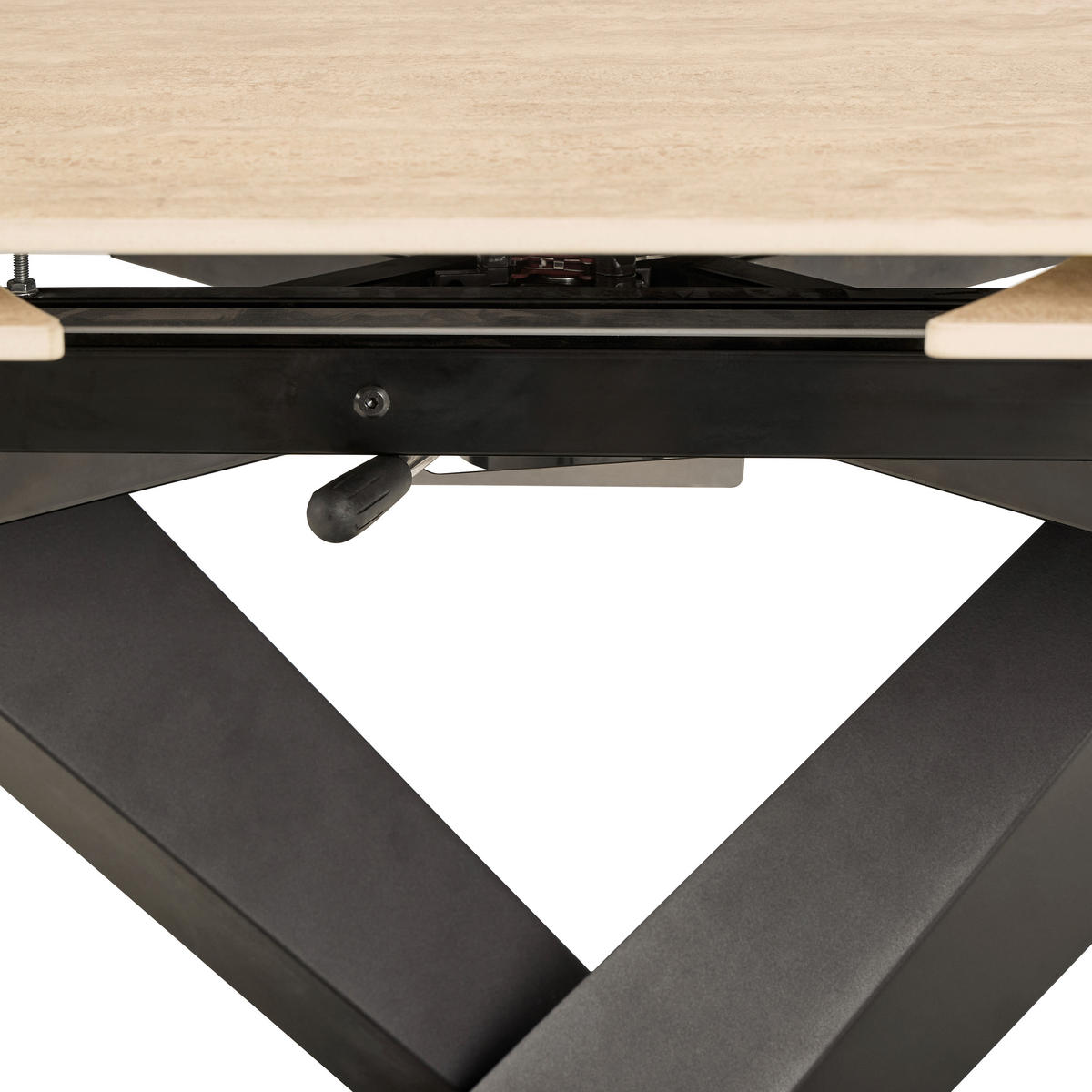 MATBORD i metall, keramik 120-180/90/77 cm   - sandfärgad/svart, Klassisk, metall/keramik (120-180/90/77cm) - Best Price