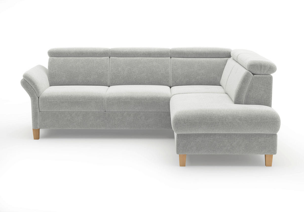 ECKSOFA GLENDALE E Hellgrau Flachgewebe  - Eichefarben/Hellgrau, KONVENTIONELL, Holz/Textil (247/193cm) - Sit & More