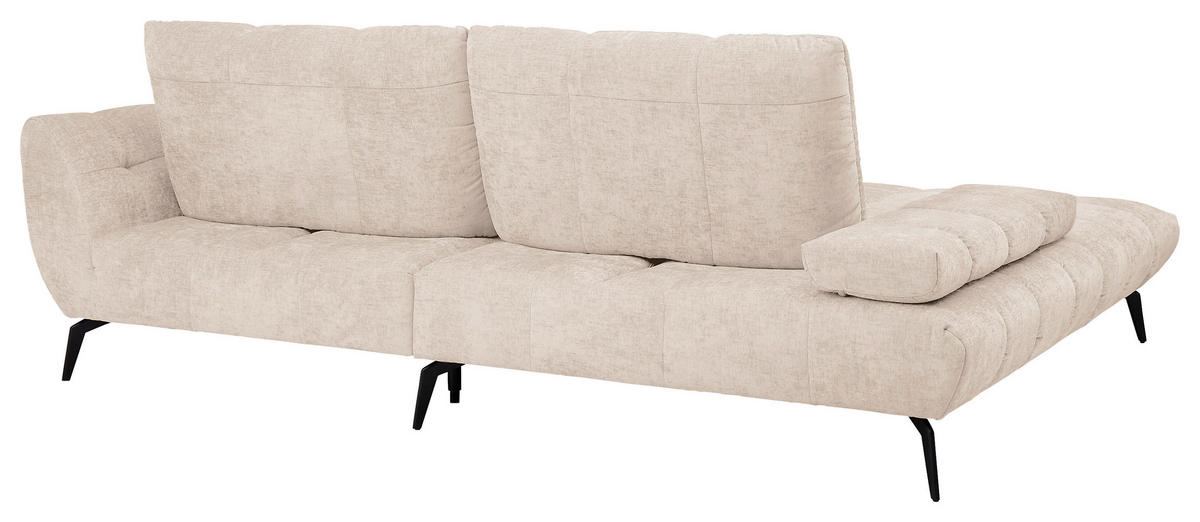 ECKSOFA Naturfarben Flachgewebe Rücken echt, Sitztiefenverstellung  - Schwarz/Naturfarben, KONVENTIONELL, Textil/Metall (211/273cm) - SetOne by Musterring