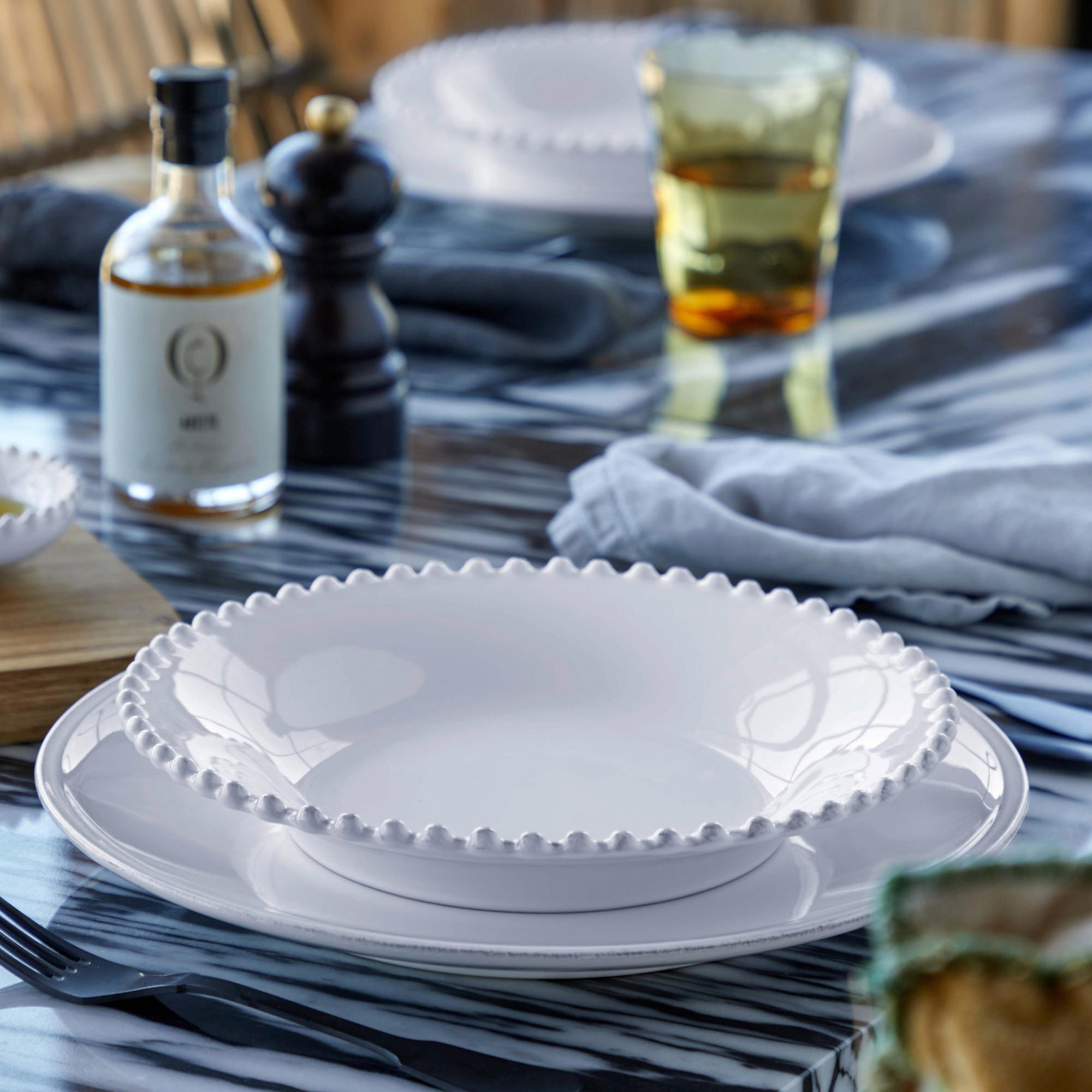 KOMBISERVICE Weiß Hochglanz PEARL 12-teilig 4 Personen  - Weiß Hochglanz, Basics, Keramik - Costa Nova