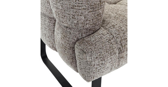 SITZBANK in Textil Graubraun  - Graubraun/Schwarz, Design, Textil/Metall (200/91/78cm) - Novel
