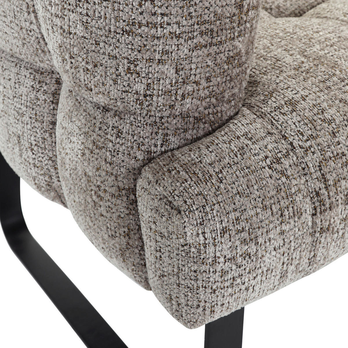 SITZBANK in Textil Graubraun  - Graubraun/Schwarz, Design, Textil/Metall (200/91/78cm) - Novel