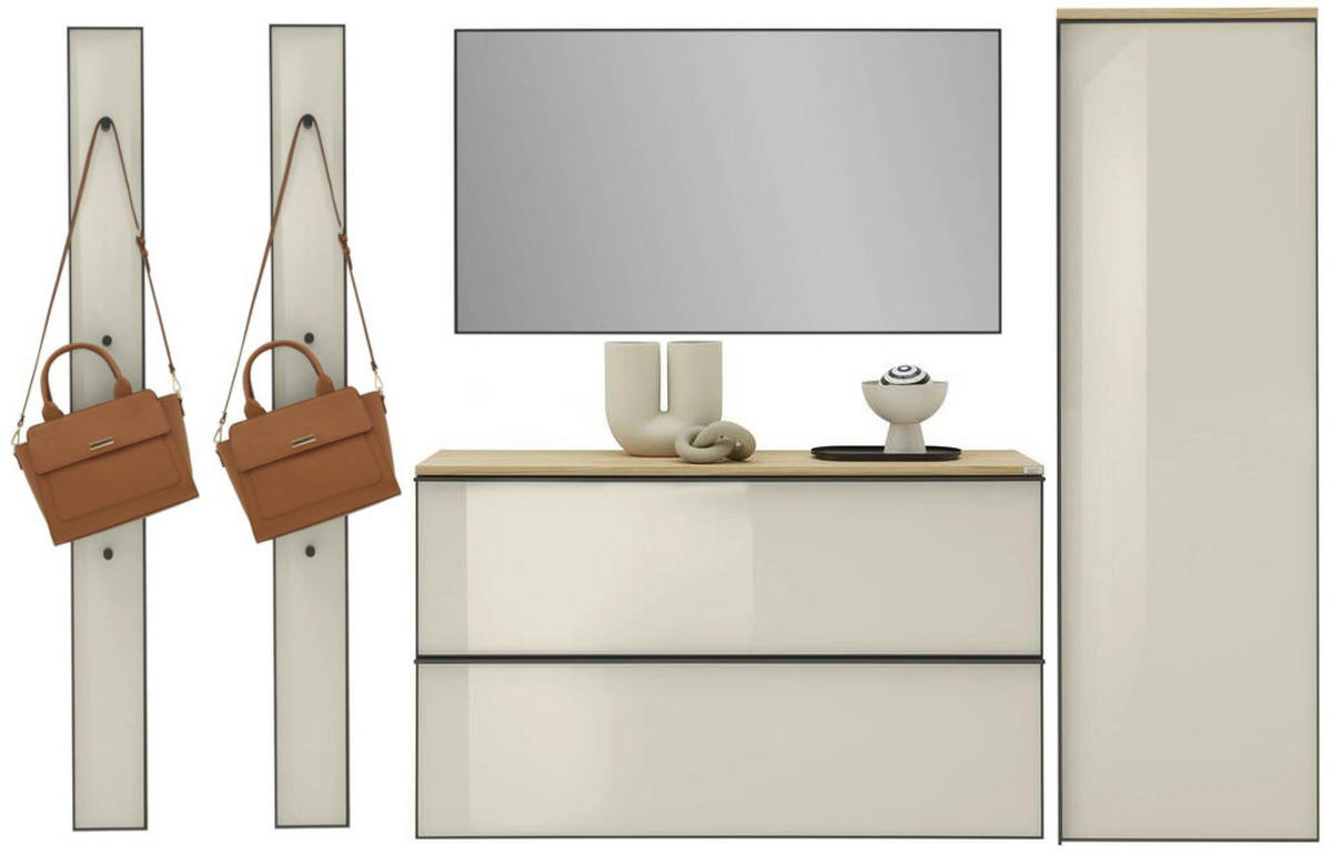 GARDEROBE 5-teilig  in 255/190/37 cm  - Eichefarben/Sahara, Design, Glas/Holz (255/190/37cm) - Dieter Knoll