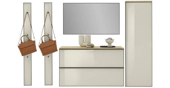 GARDEROBE 5-teilig  in 255/190/37 cm  - Eichefarben/Sahara, Design, Glas/Holz (255/190/37cm) - Dieter Knoll