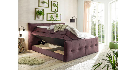 BOXSPRINGBETT 180/200 cm in Aubergine - Aubergine/Schwarz, KONVENTIONELL, Kunststoff/Textil (180/200cm) - Esposa