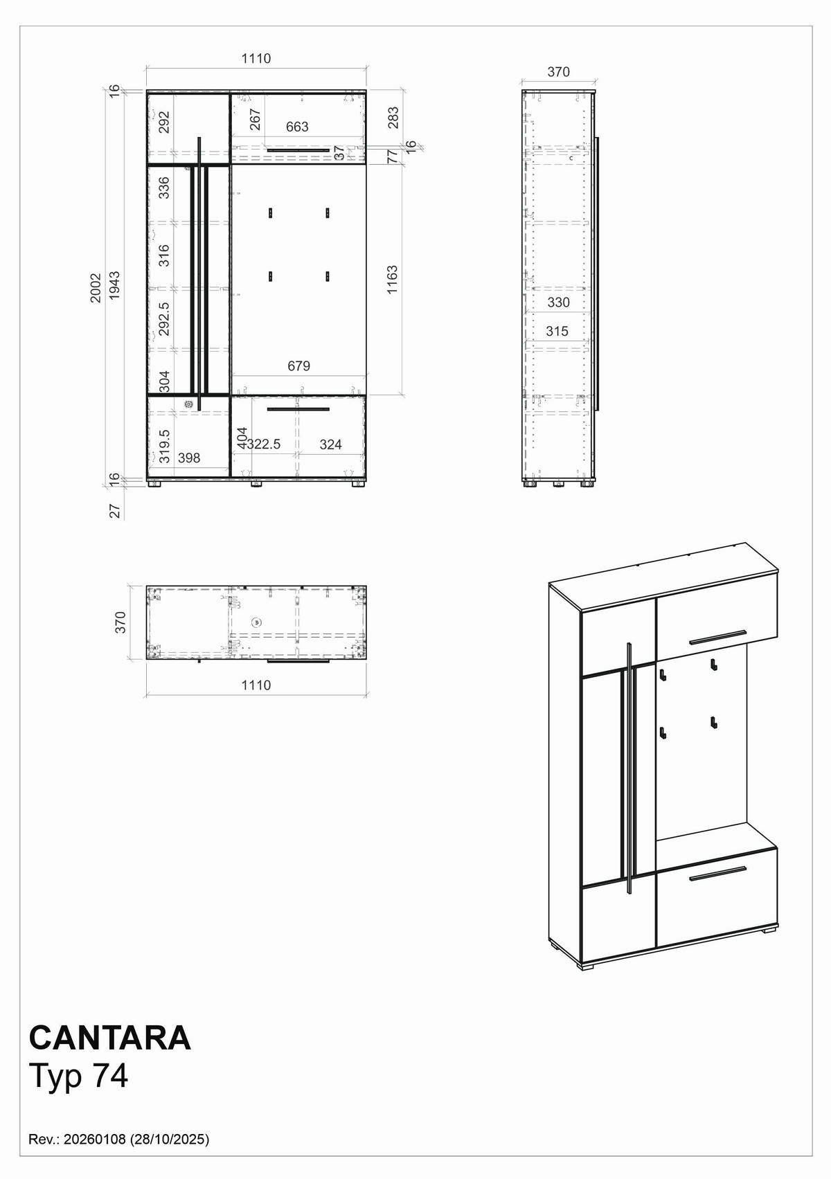GARDEROBE  in 111/201/39 cm  - Eichefarben, MODERN, Holzwerkstoff (111/201/39cm) - MID.YOU