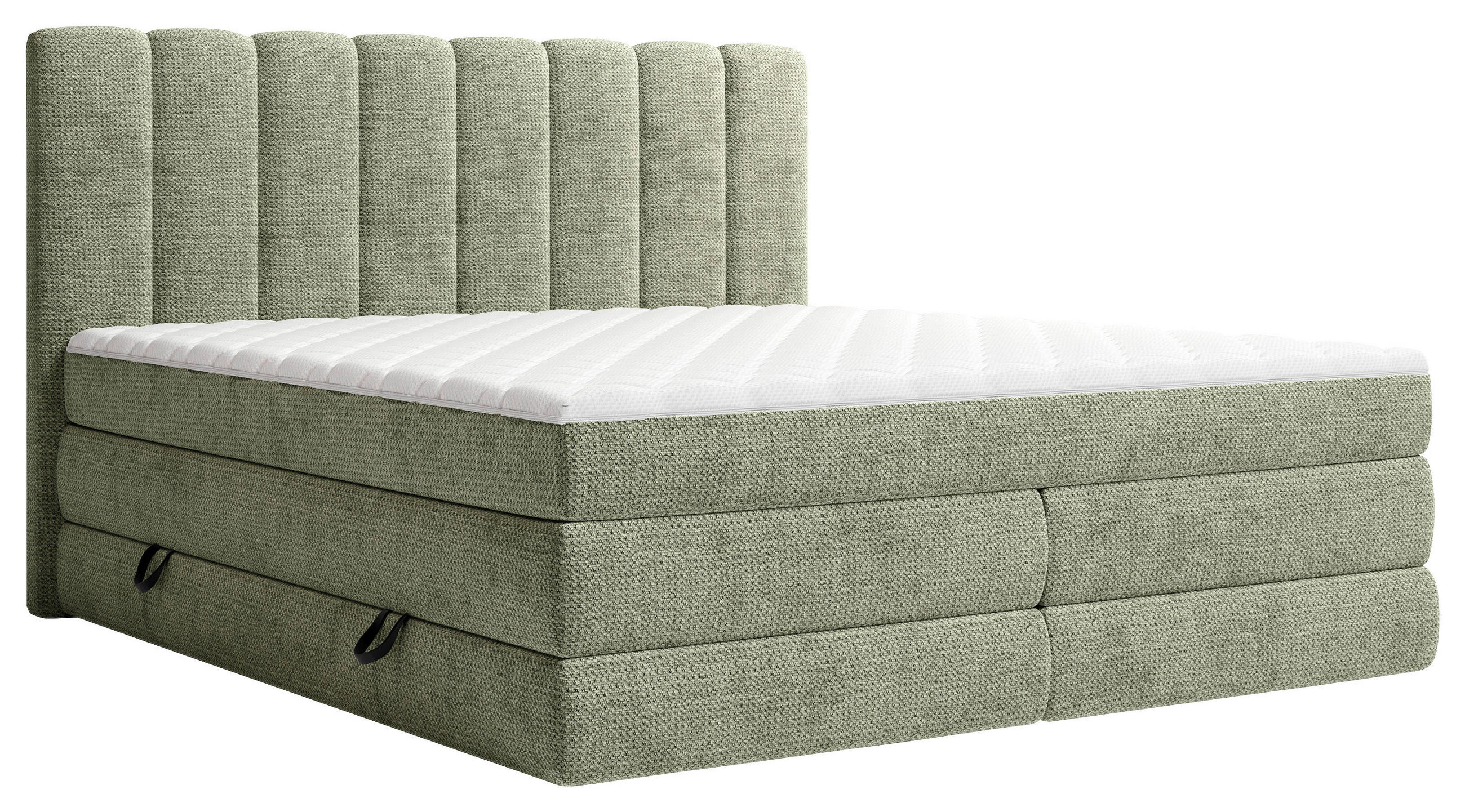 BOXSPRINGBETT 140/200 cm,  in Salbeigrün, Bettkasten, Matratzen, H2 + H3 = mittel + fest  - Salbeigrün/Schwarz, KONVENTIONELL, Kunststoff/Textil (140/200cm) - Carryhome