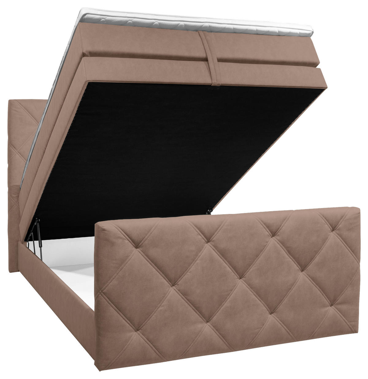 BOXSPRINGBETT 140/200 cm,  in Braun, Bettkasten, Topper, Matratzen, H2 = mittel  - Schwarz/Braun, KONVENTIONELL, Kunststoff/Textil (140/200cm) - Ti'me