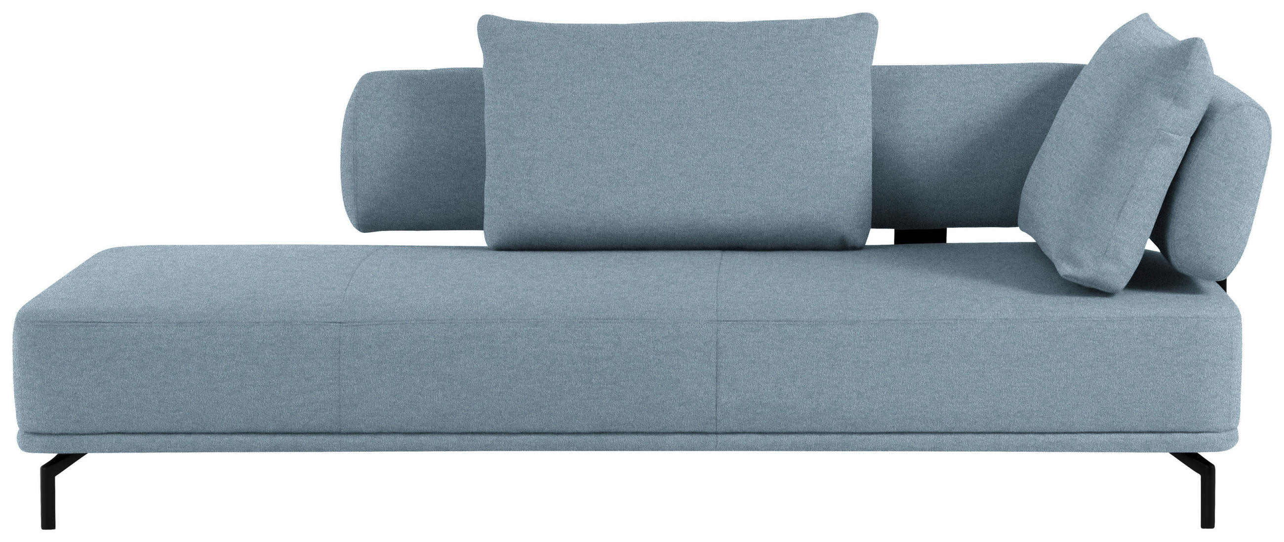 RÉCAMIERE Hellgrau, Hellblau Flachgewebe  - Hellgrau/Schwarz, Design, Textil/Metall (227/89/101cm) - Dieter Knoll
