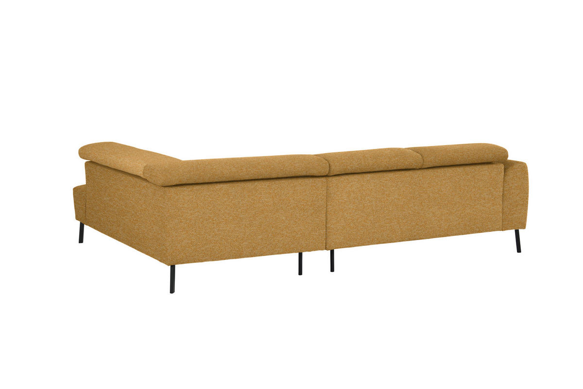 ECKSOFA in Chenille Currygelb  - Currygelb/Schwarz, Design, Textil/Metall (280/205cm) - MID.YOU