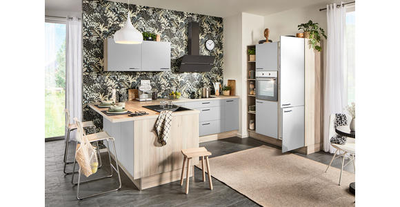 ECKKÜCHE  in Hellgrau, Tannenholzfarben  - Tannenholzfarben/Hellgrau, Design, Holzwerkstoff/Metall (121,6/280/150cm) - Xora