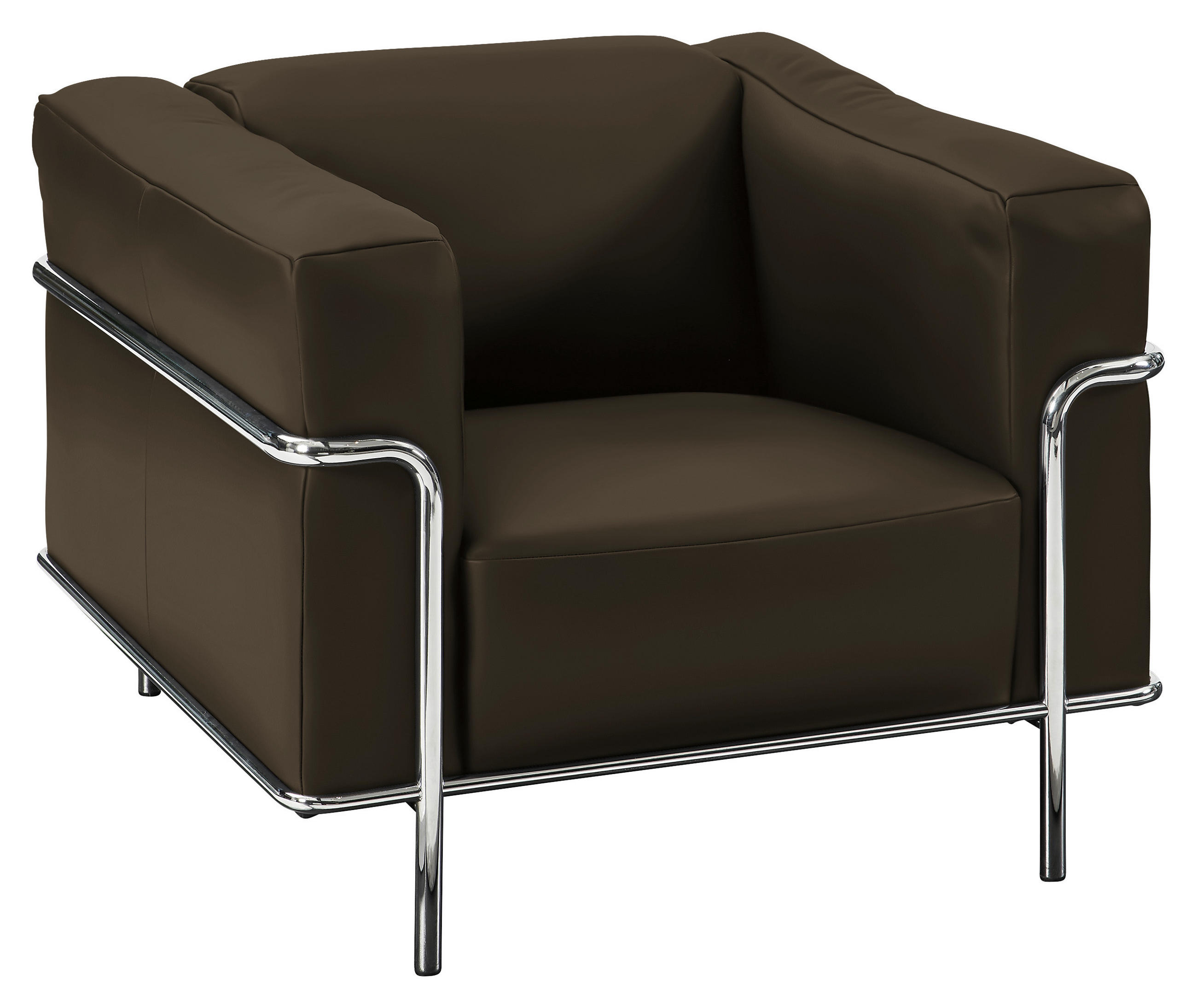 SESSEL in Echtleder Dunkelgrün  - Chromfarben/Dunkelgrün, Design, Leder/Metall (91/67/96cm) - Johann Jakob