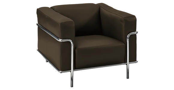 SESSEL in Echtleder Dunkelgrün - Chromfarben/Dunkelgrün, Design, Leder/Metall (91/67/96cm) - Johann Jakob