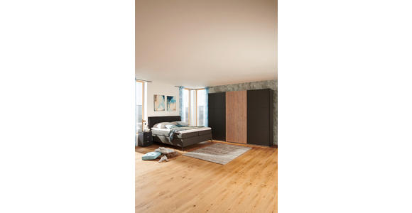 BOXSPRINGBETT 180/200 cm in Anthrazit, Schwarz - Anthrazit/Schwarz, Design, Textil/Metall (180/200cm) - Hom`in