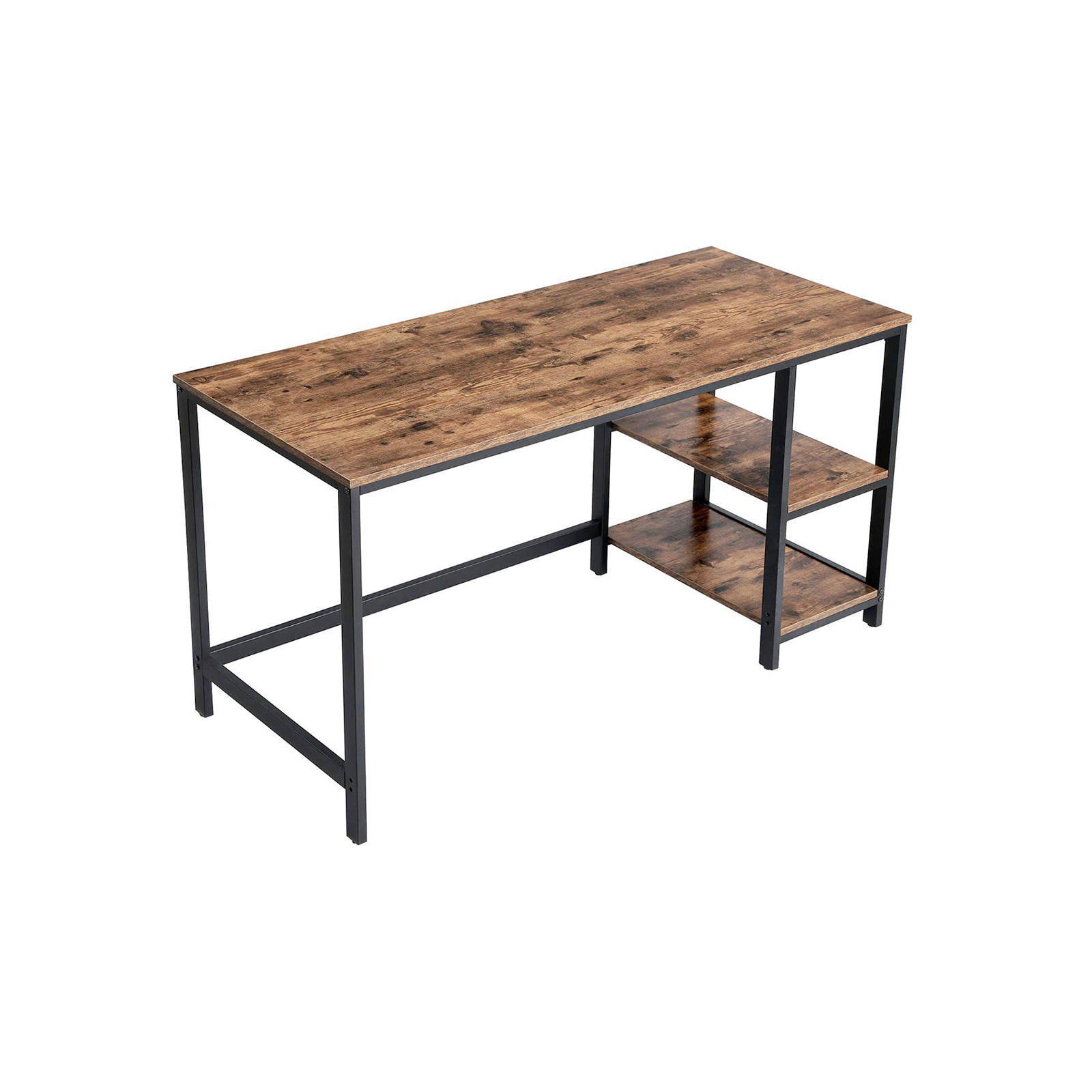 SCHREIBTISCH 140/60/75 cm Braun, Schwarz Stauraum, seitenverkehrt montierbar  - Schwarz/Braun, Basics, Holzwerkstoff/Metall (140/60/75cm) - Boxxx