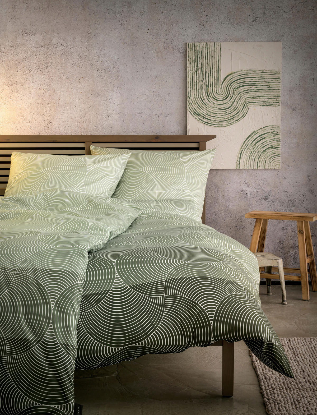 POSTEĽNÁ BIELIZEŇ, satén, zelená, olivovozelená, 140/200 cm - olivovozelená/zelená, Konventionell, textil (140/200cm) - Bugatti