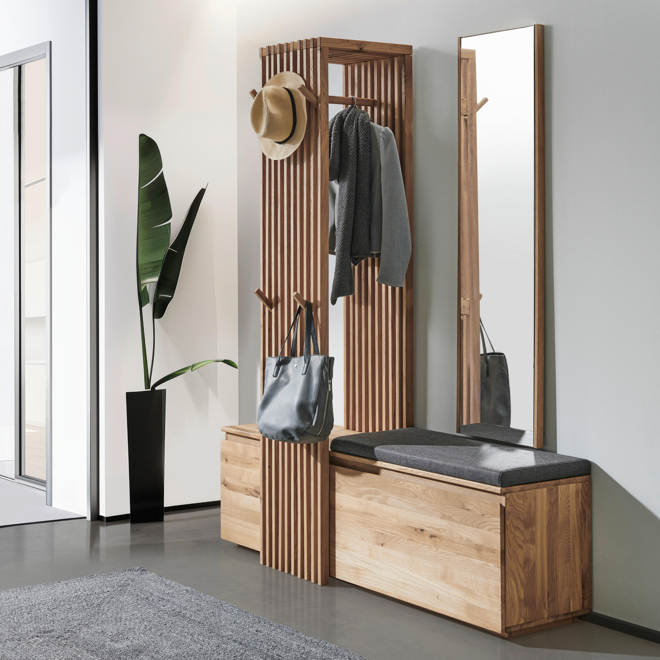 PREDSOBA hrast barve hrasta - barve hrasta, Natur, steklo/tekstil (157/195/51cm) - Linea Natura